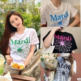 High-Quality Mardi T-Shirt Daisy Gold And Silver Same Style Summer Short Sleeve Letter Loose Print 2024 New Western Style Mens Womens T Shirt Louies Vuttion 231