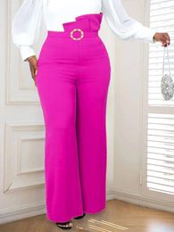 Women's Pants Trousers For Women 2024 Elegant High Waist Pearl Buckle Peplums Wide Leg Party Business Work Wear England Style