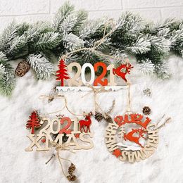 Christmas Decorations Style 2024 Xmas Letter Brand Wooden Pendant Creative Door Hanging Tree Garland DIY For Home Decoration