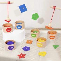 Childrens Wooden Magnetic Colour Shape Classification Cup Geometric Cognition Fishing Game Early Education Educational Toys 240407