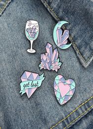 Enamel Pins Custom Moon Heart Wine Glass Brooch Lapel Badge Bag Cartoon Jewellery Gift for Kids Friends1801262