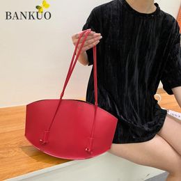 Bag BANKUO Spring Large-capacity Women's PU Fashion All-match Vintage Shoulder Leather Sewing Thread Casual Tote C247