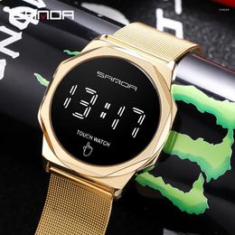 Wristwatches Sanda 8010 Style Electronic Form Movement Male And Female Middle School Student Wrist Watch Touch Key Waterproof