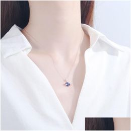 Pendant Necklaces Light Luxury Temperament Gorgeous Diamond Planet Galaxy Necklace Versatile Womens Collarbone Chain Titanium Steel Dr Otuoa