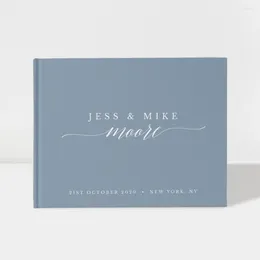 Party Supplies Wedding Guest Book | Dusty Blue And White 50 Sheets Of Paper Color Choices Available Design: 004