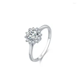 Cluster Rings Light Luxury S925 Sterling Silver Lace With Diamond Ring For Women's Delicate Closed Fingers