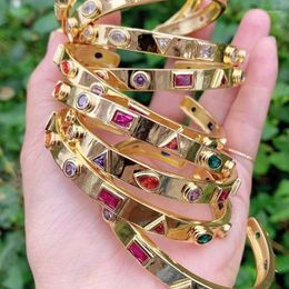 Bangle 3 Pieces Colourful Crystal Jewellery Elegant Metal Fashion For Women 51452