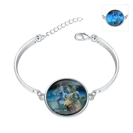 Charm Bracelets Fashion Silver Bangles For Women Glass Cabochon Glowing Magic Luminous Bracelet Men Halloween Jewellery Gift