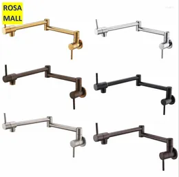 Kitchen Faucets Brass Pot Filler Tap Wall Mounted Foldable Faucet Single Cold Hole Rose Gold Sink