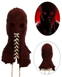 Movie BrightBurn full Head Red Hood Cosplay Scary Horror Creepy knitted Face Breathable Mask Halloween Props 2206118288715