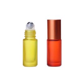 Packing Bottles Wholesale 5Ml Portable Frosted Colorf Essential Oil Per Thick Glass Roller Travel Refillable Bottle For Drop Delivery Dhkzu