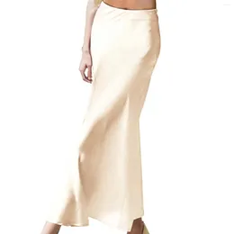 Skirts Sleek & Sexy Pure Color Bodycon Midi Skirt For Women Versatile High Waist Pencil Plaid Set With Shorts