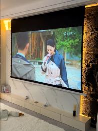 New 8K 3D HD Ready Black Diamond ALR Ambient Light Rejecting Surface Recessed In-Ceiling Electric Tab Tensioned Projector Screen