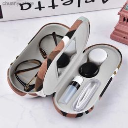 Sunglasses Cases Double Interlayer with Mirror Camouflage Stripe Metal Contact Lens Case for Kit Box Dual Purpose Reading Glasses Case Y240416