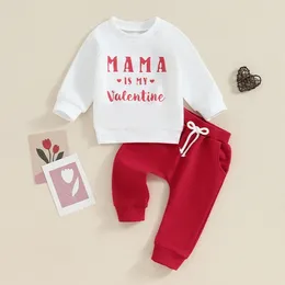 Clothing Sets Lioraitiin 3-24M Kid Baby Girl Boy Valentine's Day Outfit Clothes Letter Sweatshirt Top Elastic Waist Pants Set