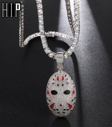 Hip Hop Iced Out Bling Cubic Zirconia Jason Mask Necklaces Pendants For Men Jewellery With Tennis Chain9456116