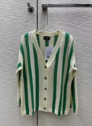 summer design sense contrast stripe, hollow out, loose long sleeve sweater, coat, female