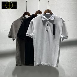 Men's Polos 2024 Classic Design Chest Patch Embroidery Polo Men Women Cotton Turn-Down Collar Cross Badge Shirt