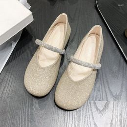 Casual Shoes BKQU Mary Jane Women's Summer Shallow Mouth Warm Soft Bottom With Skirt Rhinestone Temperament Flat Comfortable