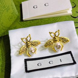 Stud Earring stud Vintage Gold Plated Stud Earrings New Metal Bee Charm Earrings Designer Style Jewelry New Love Gift Earring Box Packa