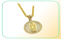 Men Women Mary Pendant Hip hop Jewellery Iced Out Bling Bling Rhinestone Crystal Gold Colour Pendant Necklace Chain2313721