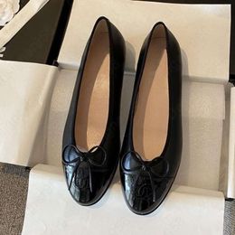 designer dress shoes Paris Brand luxury black ballet flats shoes women spring genuine leather slip on ballerina round toe ladies