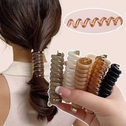 Hair Rubber Bands Elastic Hair Bands for Women Telephone Cord Hair Tie Solid Colour Rubber Band Girls Bundle Scrunchies Wire Ponytail Accessories Y240417