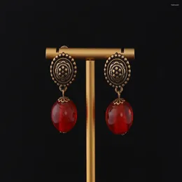 Stud Earrings Middle Vintage Advanced Sense Of Western Elegant Temperament Personality Round Minority Red Fashion All Matching Lantern