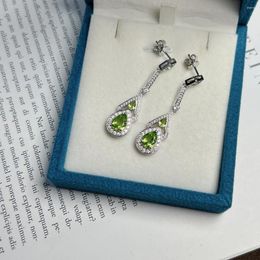 Stud Earrings HT2024 Fine Jewellery Solid 925 Sterling Silver Natural Green Peridot Gemstones 8 6mm For Women Presents