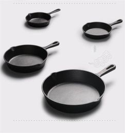 Cast Iron Nonstick 1426cm Skillet Frying Flat Pan Gas Induction Cooker iron pot Egg Pancake Pot Kitchen Dining Tools Cookware5951574