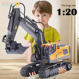 Diecast Model Cars RC Excavator 1 20 Remote Control Truck 2.4G RC Tracked Engineering Vehicle Radio Control Childrens Return to School Day J240417