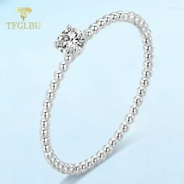 Cluster Rings TFGLBU Genuine 3mm 0.1CT Brilliant Cut Moissanite S925 Sterling Sliver Ring For Women Diamond Matching Band GRA Charm Jewellery