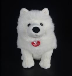 28cm Lifelike Samoyed Stuffed Toys Cute Simulation White Dog Puppy Plush Animals Toy Birthday Christmas Gifts Y2007235213259