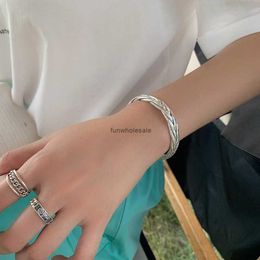 925 Sterling Silver Antique Bracelet Fashion woven twist personalized simple opening adjustable versatile exquisite bracelet