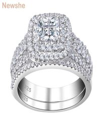 she 925 Sterling Silver Halo Wedding Ring Set For Women Elegant Jewellery Princess Cross Cut AAAAA CZ Engagement Rings 2201215012861