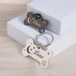 Dog Tag Personalised Pet ID Tags Shiny Bone Engraving Name Kitten Puppy Anti-lost Collar Mirror For Cat Nameplate Pets