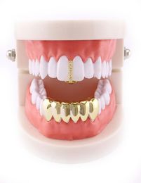 Factory Bottom Teeth Grillz Set Hip Hop Bling Dental Grills CZ Iced Out Tooth Cap Body Jewellery US Whole Men Teeth Access7915877