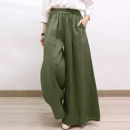 Women's Pants 2024 Summer Spring Cotton Linen Straight Casual Soft Baggy Wide Trousers For Women High Waist Oversize Like Dress