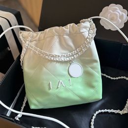 24P Gradient Colour Mini Garbage Bag Women Designer Corss Bag 23cm White Coins Charm Letters Hardware Matelasse Chain Leather Strap Luxury Wallet Shoulder Handbag