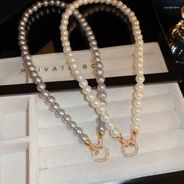 Choker Luxury Zircon Circle Pearl Necklace For Women Korean Simple Versatile Party Jewellery
