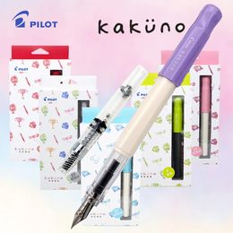 Kawaii Original Pilot KAKUNO Fountain Pen Ink Pen Cute Smiley Face Stationery School Supplies Office for Gift FKA-1SR 240417