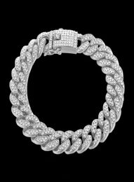 Men Silver Bracelet Iced Out Bracelets Gold Cuban Miami Chain Hip Hop Bangle Bangles Men male Fashion Jewellery 9705419