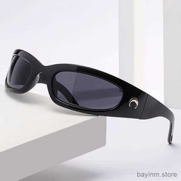 Sunglasses 2023 New Moon Rectangular Sunglasses for Women Man Vintage Outdoor Cycling Sports Hip Hop Punk Sun Glasses UV400 Trend Female