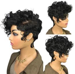 Brazilian Human Hair Curly Wig 250 Short Bob Pixie Cut Wigs For Black Women Preplucked Indian Remy Daily Cosplay9410730