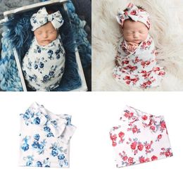 Blankets Born Baby Cotton Swaddle Cloth Wrap Towel With Headband 2pcs/set For Girls Boys Pography Props Gift Dropship
