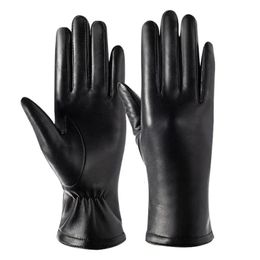 Mens Winter Sheepskin Genuine Leather Gloves for Sports Nonslip Cycling Warm Touch Screen Driving Motorcycle Mitten 240402