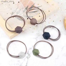 Hair Rubber Bands Simple Hair Bands Frosted Cube Pendant Rubber Band Classic Colour Elastic Headband Fashion Hair Accessories Women Girls Scrunchie Y240417