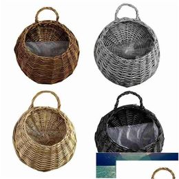 Other Home Storage Organization Garden Wall-Mounted Flower Basket Large Size Handmade Rattan Flowerpot Rustic Birds Nest Pot Wicker Dr Ot1Hs