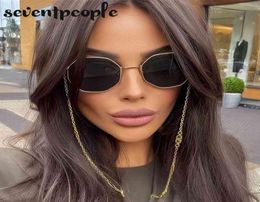 Fashion Metal Irregular Sunglasses with Chain Women 2022 Luxury Brand Trendy Square Sun Glasses for Female Chic Eyewear8208448