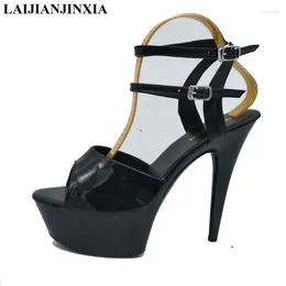 Dance Shoes LAIJIANJINXIA PU Sexy Exotic Pole Dancing Summer Women Sandals 15CM High Heels Buckle Strap Size 34-46 H254